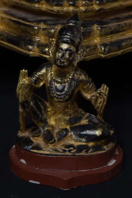 Late 20th Century, Antique Burmese Wooden Throne with Gilded Gold and Angels 10