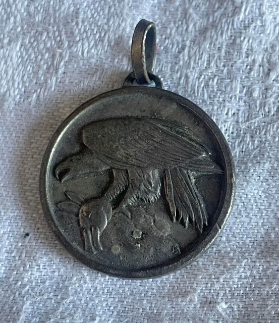 Ancen bouton bche ou faon en métal argenté, damètre 23 mm, bouton