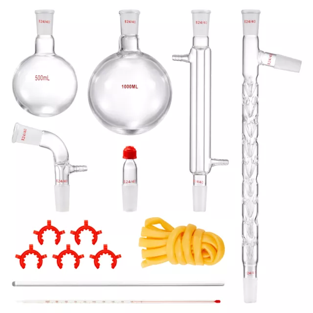 VEVOR  Kit de Distillation de Verrerie de Laboratoire 14PCs 1000 mL Boro 3,3