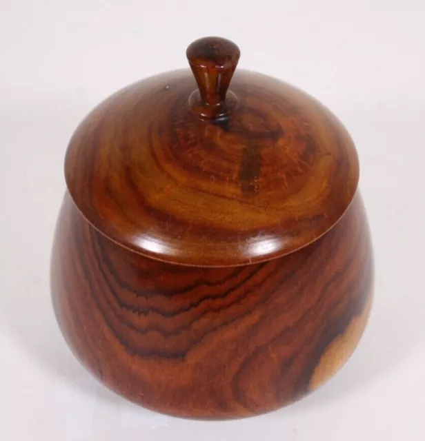 Fine Turned Wood Covered Jar  with Lid Sugar Bowl 6 x 5 Mahogany Studio Folk Art 2