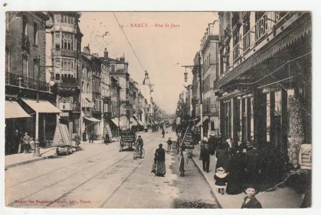 NANCY - Meurthe & Moselle - CPA 54 - la rue St Jean - commerces - pli en bas Dr.