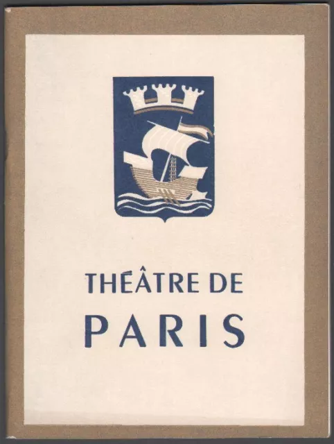 Programme Théâtre de Paris. La Contessa ou la volupté de l'être. Druon. 1962