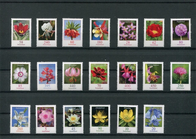 Bund, BRD, Blumen-Rollenmarken 2012/Juni 2017 postfrisch mit Zählnummer komplett