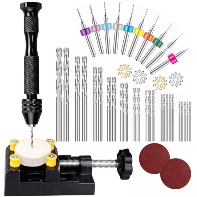 62/102Pcs Pin Vice Rotary Tools Mini Twist Drill Bits Set DIY Jewelry Hand Drill