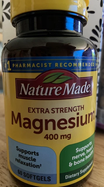 Nature Made Magnesio Extra Fuerza 400 mg - 60 cápsulas blandas Nuevo Botella Totalmente Sellada