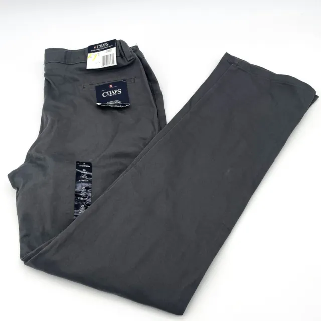 Chaps Pants Boys 20 Husky Grey Flat Adjustable Stretch Waist School Uniform NWT