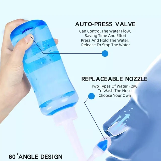 300 ml lavado nasal Neti olla limpiador de nariz botella irrigador enjuague sinusal niño NUEVO