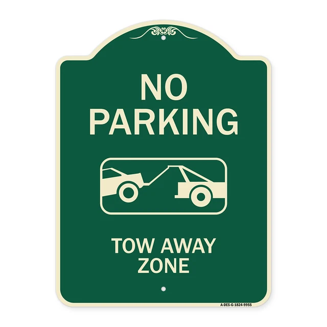 Designer Series - No Parking Tow Away Zone Black & Gold Heavy Gauge Aluminum