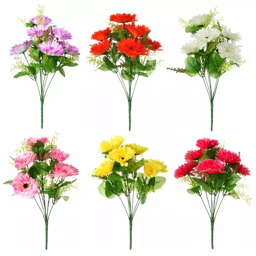 Beautiful Artificial Flower Bunch/Bush Available In 6 Colours | 8 Gerbera Heads