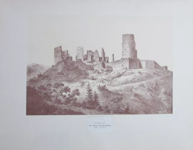 Burg Starhemberg - Lithografie alter Druck 1897 Österreich