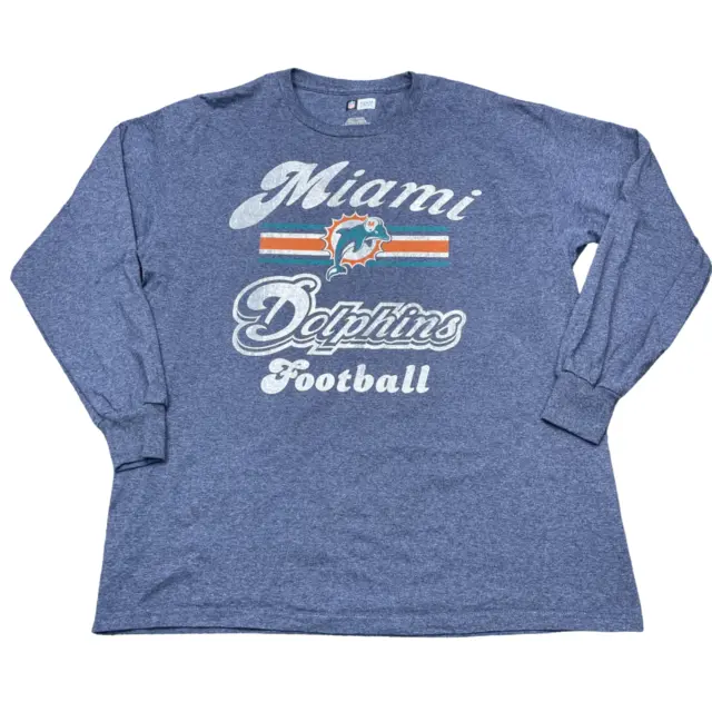 Miami Dolphins T Shirt Mens Size XL Extra Large Blue Long Sleeve NFL Team