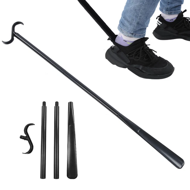 Palo de vestir desmontable zapatos largos portátiles calcetines ayudantes de vestir con cuerno de zapato