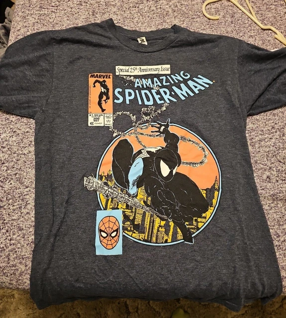 Amazing Spiderman T-Shirt~Special 25th Anniversary Issue~Adult M~Gray~Marvel~EXC