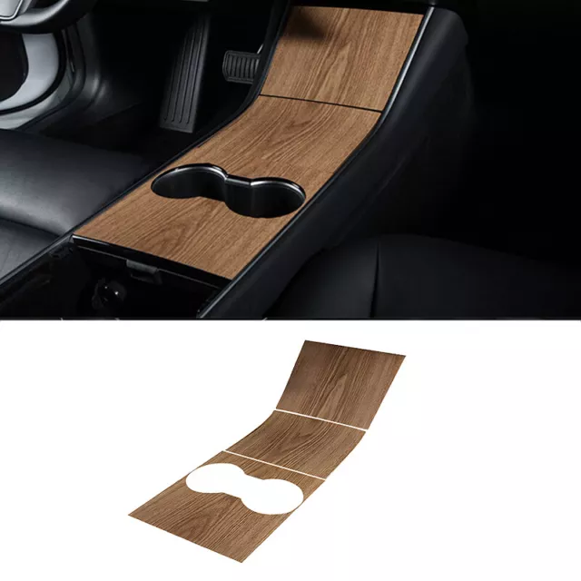 Wood Grain Interior Cup Holder Decal Wrap Sticker Fit For Tesla Model 3 2017-20