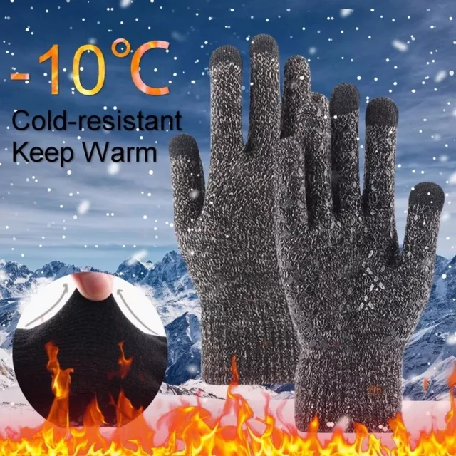 Men Women Winter Thick Knit Touchscreen Gloves Thermal Texting Active Smartphone