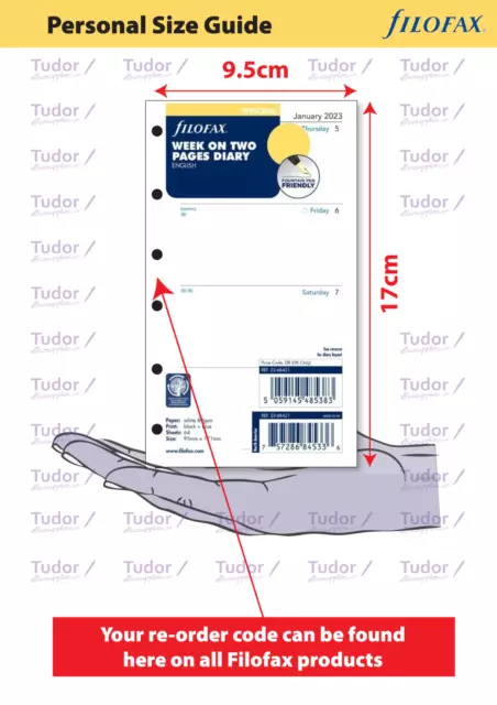 Filofax 2025 Personal Size Diary Week on Two Pages Refill 25-68421 3
