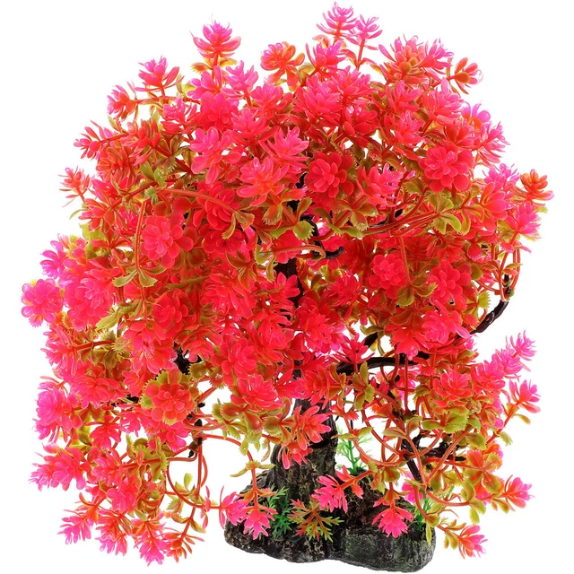 Decorazione Acquario - 1 Testa D'Albero E 2 Piante Acquatiche Artificiali In Resina E PVC - Foto 9