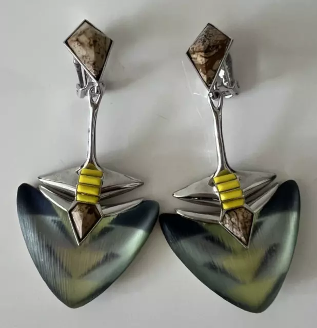 ALEXIS BITTAR Lucite and Stone Clip-On Drop Earrings