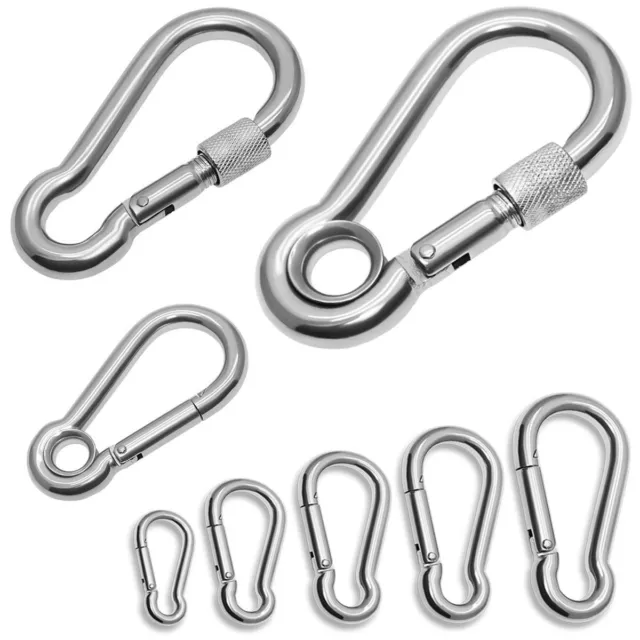 Acier Inox Mousqueton V4A Inoxydable Mousqueton Crochets Mousquetons 40-100 MM