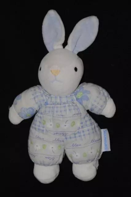 Peluche doudou lapin NOUNOURS bleu bleuet fleurs grelot 20/27 cm TTBE