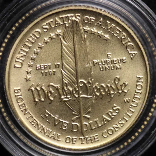 1987-W GOLD Constitution Commemorative Nice Coin $5 Gold Piece BU  Free Shipping