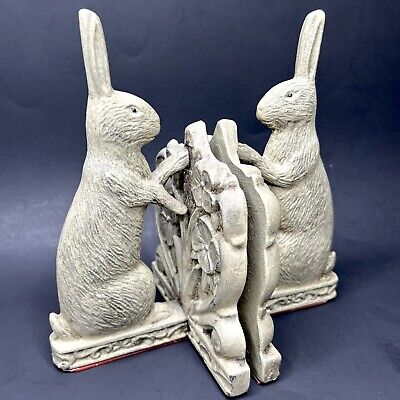 Cast Iron Bunny Rabbit Bookends Vtg Pair 2 Heavy Figurines Midwest Cannon Falls