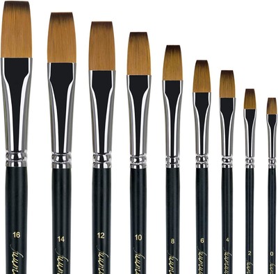 pennelli a Manico Lungo per Principianti artisti e Studenti Fuumuui 9 Pezzi di pennelli per Pittura a Olio/Acrilico/Acquerello 