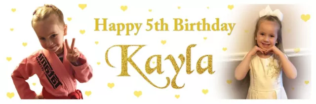 Personalised Birthday Banner Name Girls Party Photograph  Kids Decoration