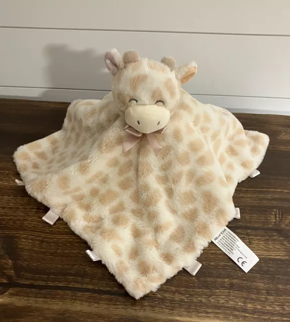 Kellytoy Giraffe Lovey Tan Baby Security Blanket Rattle Tags Plush 13”