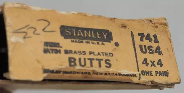 Stanley Brass Butt Hinge Pair 4"x4" 2
