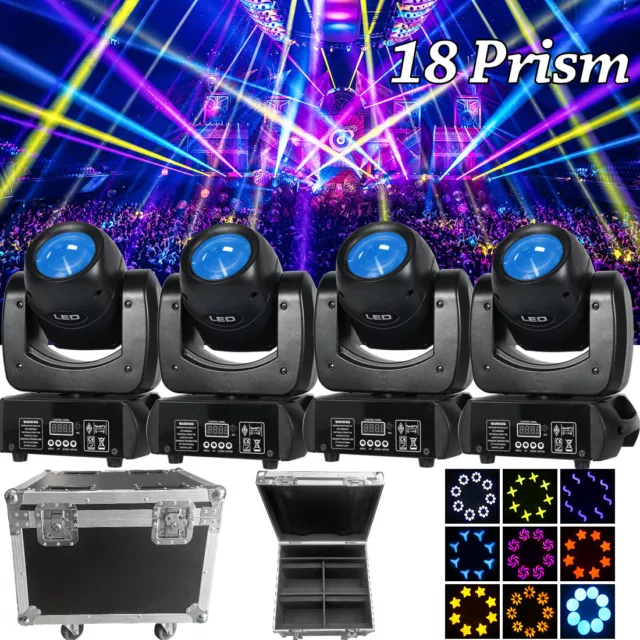 4x 150W RGBW LED 18 Prisma Beam Moving Head Spot DMX DJ Show Iluminación de escenario