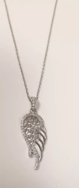 Wing Sterling Silver Necklace Angel Fairy Pegasus Mystical CZ 18in HMK JCM