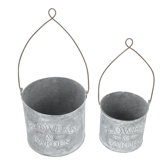 2pcs Geländer Pflanzer Rustikalen Topf Verzinktem Eimer Pflanzer