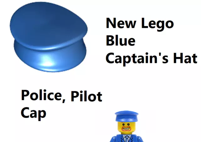 Lego Captain's Cap Blue Pilot Cap Police Hat Minifigure Leader City Fire Dept