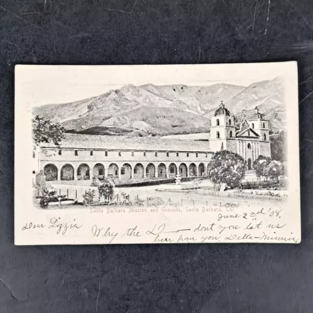 Antique 1908 Raised Relief Embossed Santa Barbara Mission Ca Postcard - Posted!