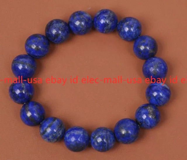 Natural 10mm Blue Lapis Lazuli Round Gemstone Beads Stretchy Bracelet 7.5'' AAA
