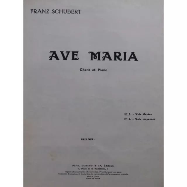 SCHUBERT Franz Ave Maria Chant Piano 1946