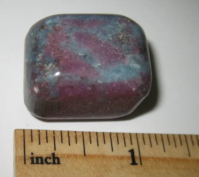 1.1" TUMBLED POLISHED NATURAL RUBY & KYANITE CRYSTAL STONE FROM INDIA ~ 29.4g *6