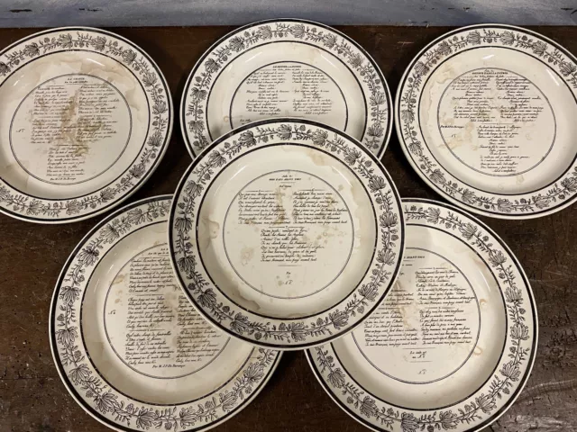Pierre-Jean de Béranger Choisy Le Roi Faience Fine Series 6 Plate Empire Creil