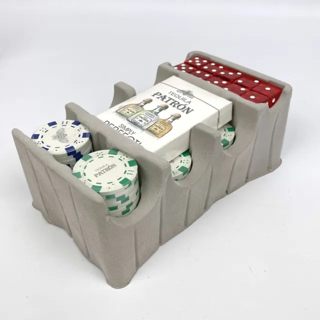 COMPLETE PATRON TEQUILA Poker Set 96 Heavy Clay Chips 10 Dice & Sealed ...
