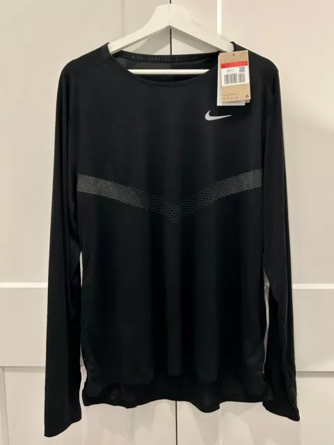 Nike Running Trikot Shirt Langarm DRI-FIT - Gr. L - schwarz