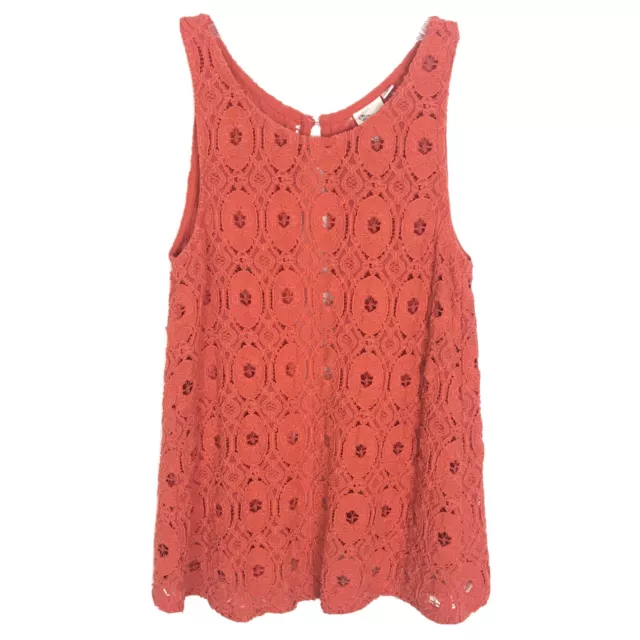 Others Follow Womens Orange Sleeveless Lace Crochet Pattern Size XS Open Back