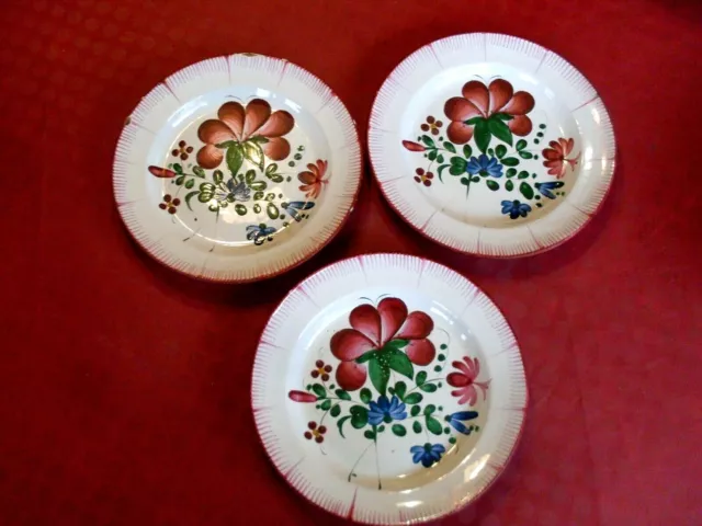 3 ASSIETTES FAIENCE DE L ' EST ANCIENNE ST CLEMENT XIX ème
