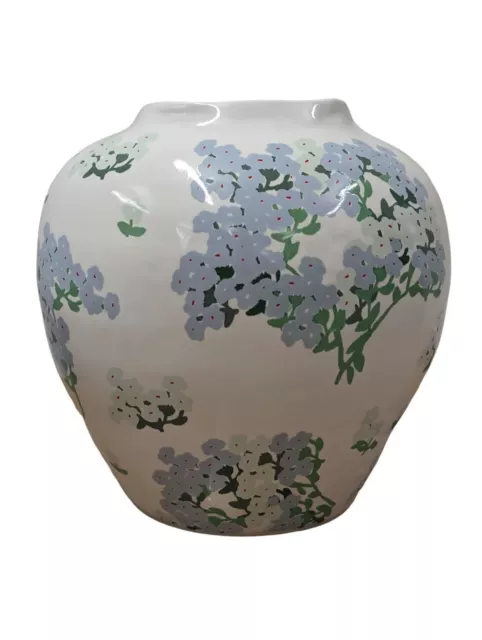 MERVYN GERS For BERNADETTE White Vase Floral Blue Home Decor Large NEW