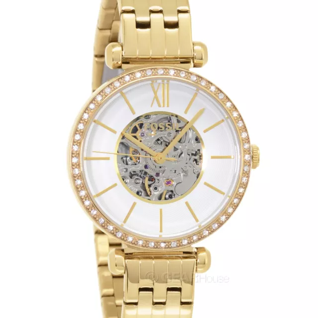 FOSSIL Tillie Womens Automatic Watch, Gold Stainless Steel, White Skeleton Dial