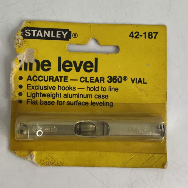 Vintage STANLEY No. 42-187 Aluminum Case Line Level Made in USA NOS