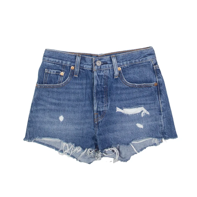 Pantaloncini denim Levi's 501 effetto invecchiato orlo grezzo blu normale donna XS W26