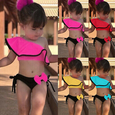 Bambino Neonato Bambino Per Neonate solido Increspature Costumi Da Bagno Costume Da Bagno Bikini Abiti Set