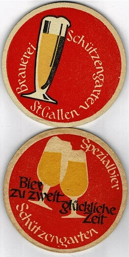 suisse : 2 anciens sous-bocks schützengarten