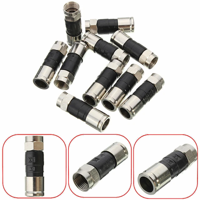 RG6 F-Type Compression Snap Seal Plug Connector Sky Satellite Virgin Cable - 10X
